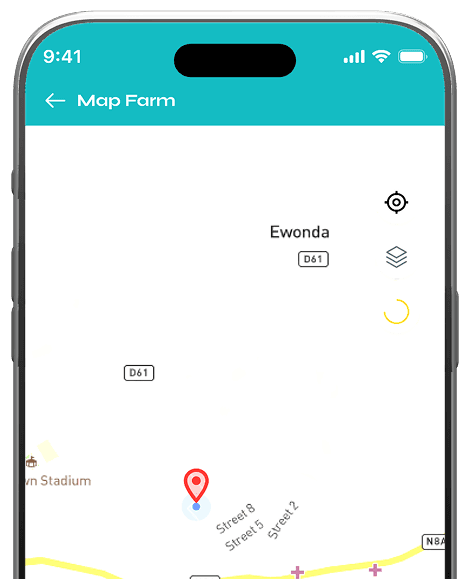 Didi agent app showing a farm boundary being mapped on a map screen